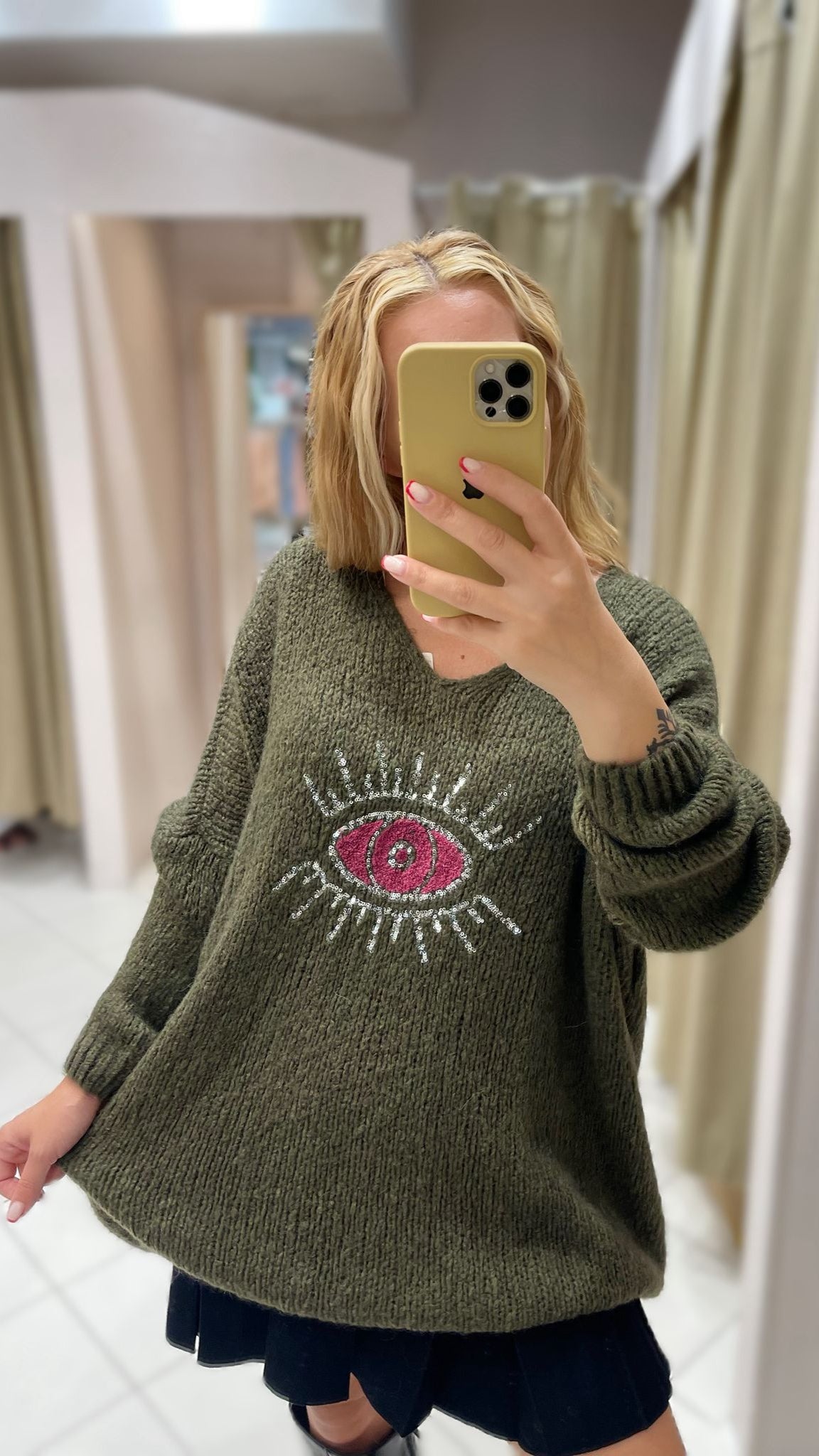 PULLOVER OVERSIZE MYSTIC EYE OLIVGRÜN