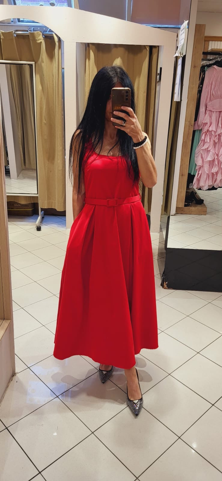 Italienisches Midi Kleid Sybill
