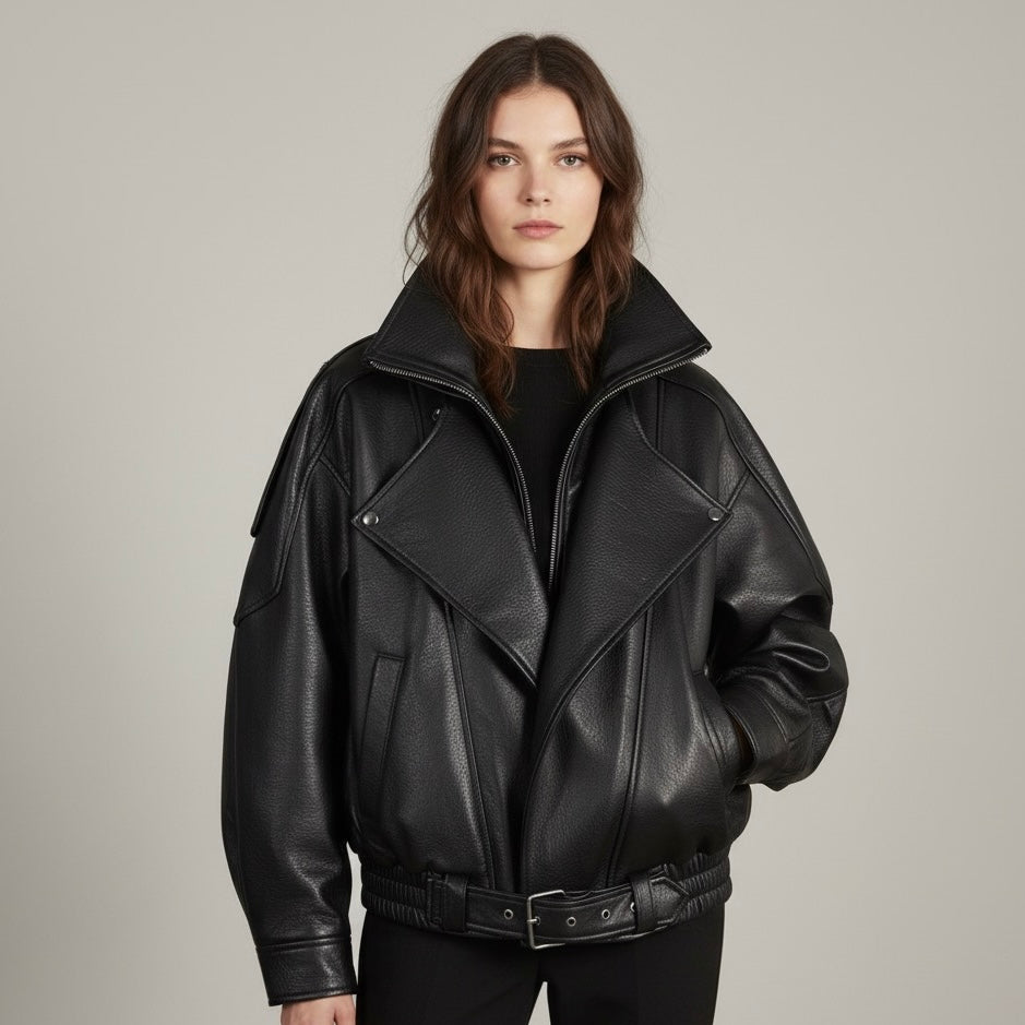 KUNSTLEDERJACKE IN SCHWARZ