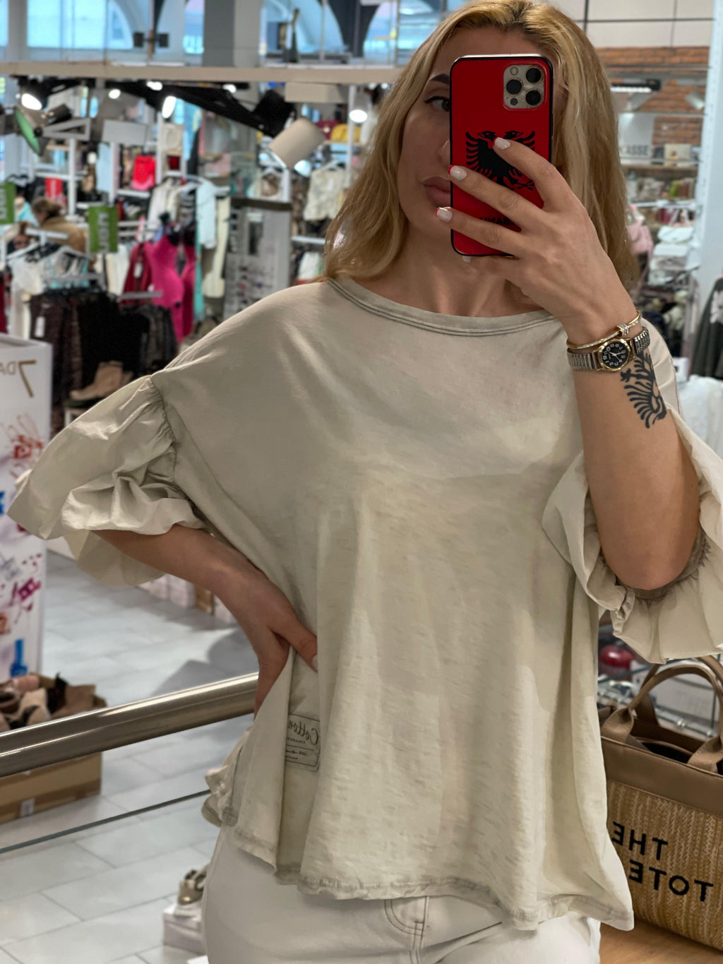 Volante Ärmeln Shirt Manja