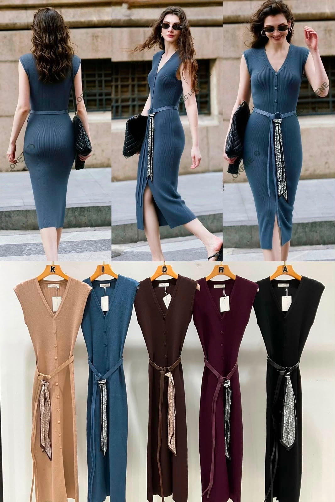 Elegantes Rib-Strickkleid in Midilänge
