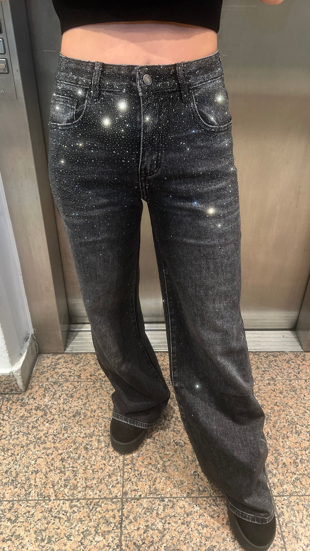 Baggy Style Danity Glitzer Jeans – Wide Leg – Strass Glitter – Sparkly Jeans