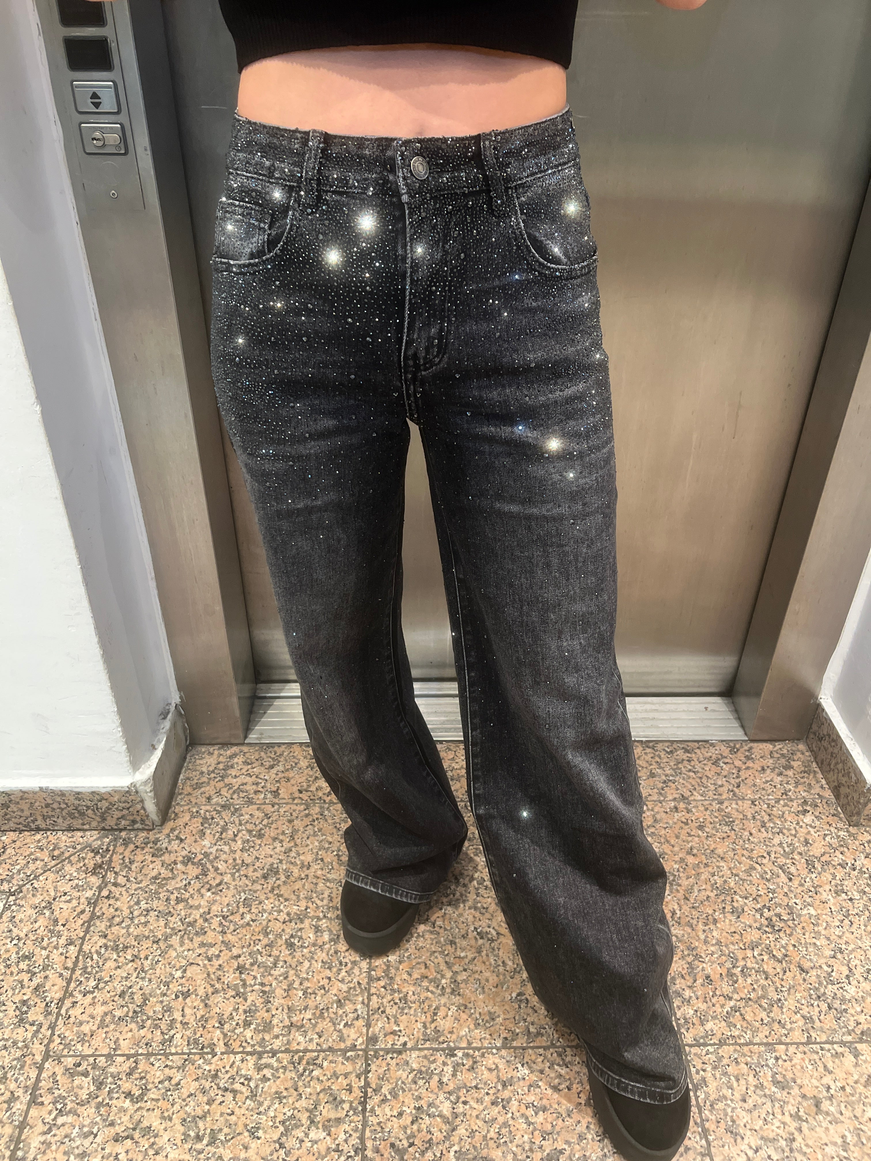 Baggy Style Danity Glitzer Jeans – Wide Leg – Strass Glitter – Sparkly Jeans
