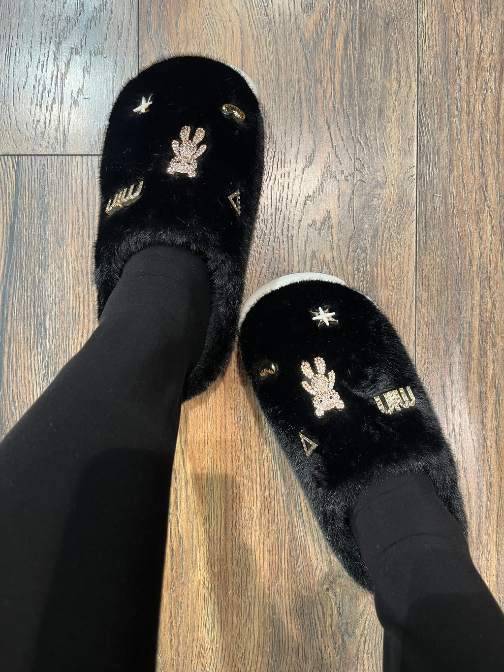 TEDDY GLAM SLIPPERS SCHWARZ