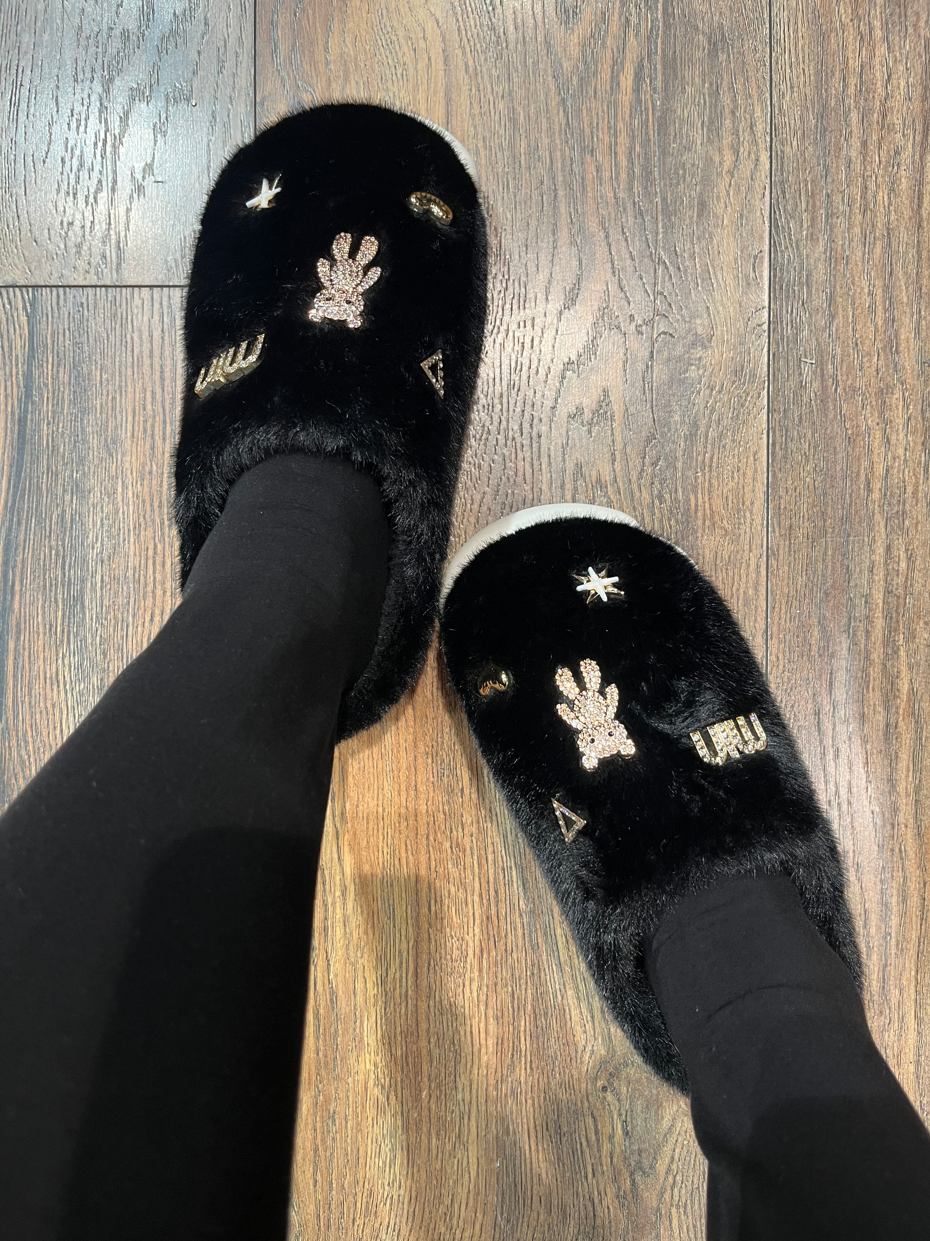 TEDDY GLAM SLIPPERS SCHWARZ