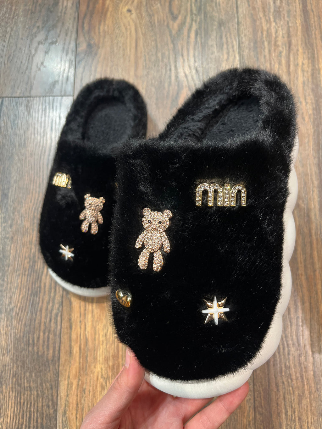 TEDDY GLAM SLIPPERS SCHWARZ