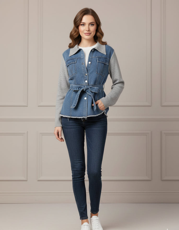 JEANS STRICKJACKE MIA