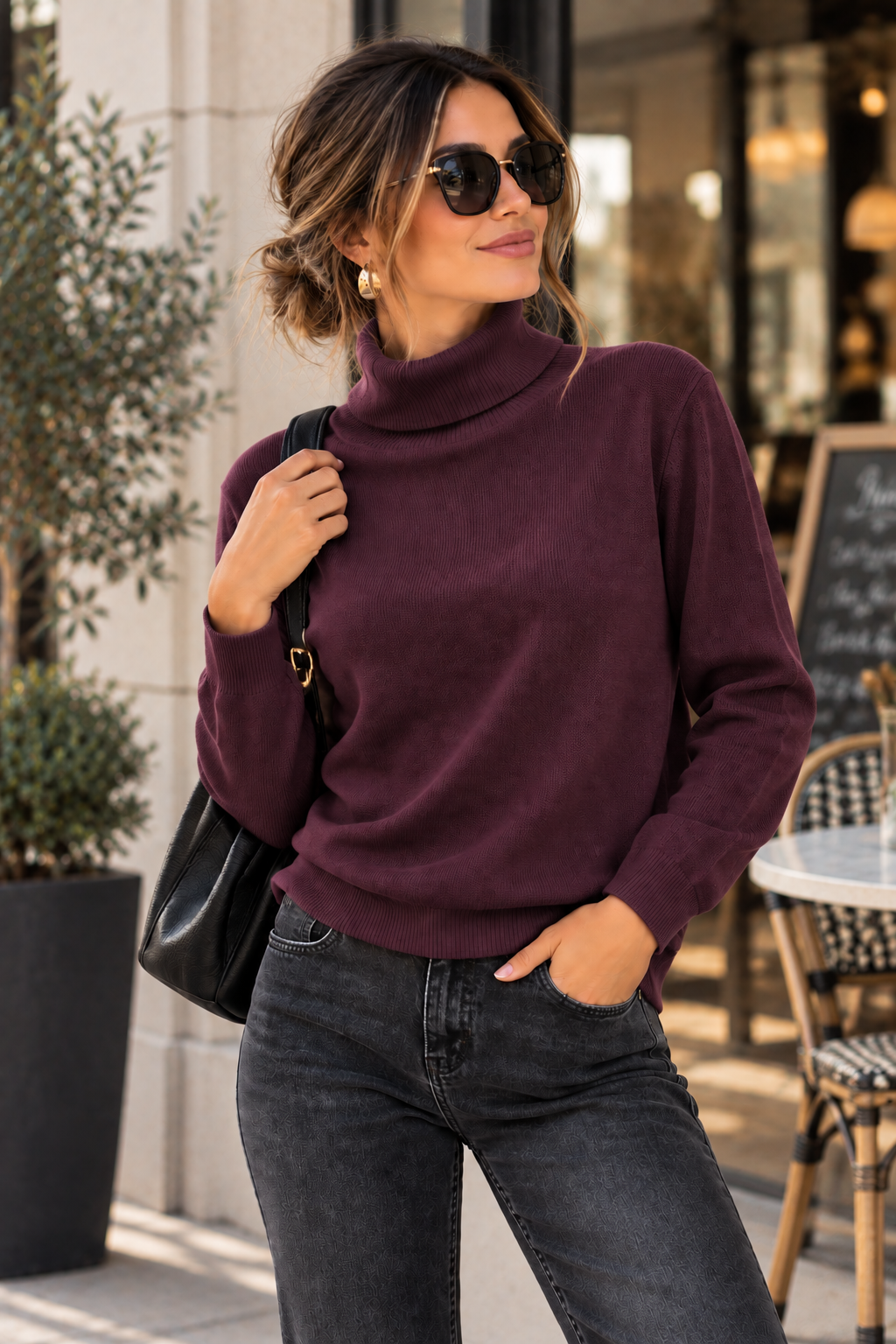 Rollkragenpullover in Feinstrick