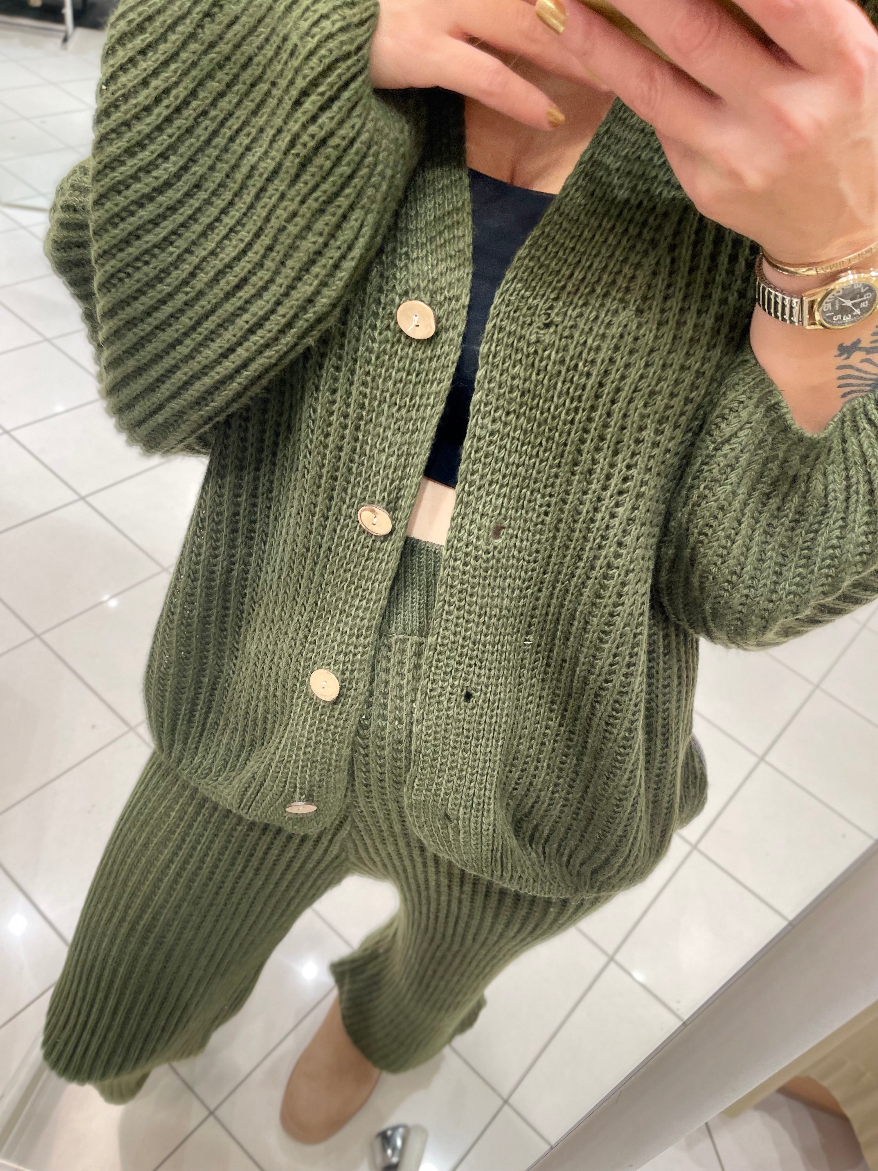 STRICK-ZWEITEILER IN Khaki