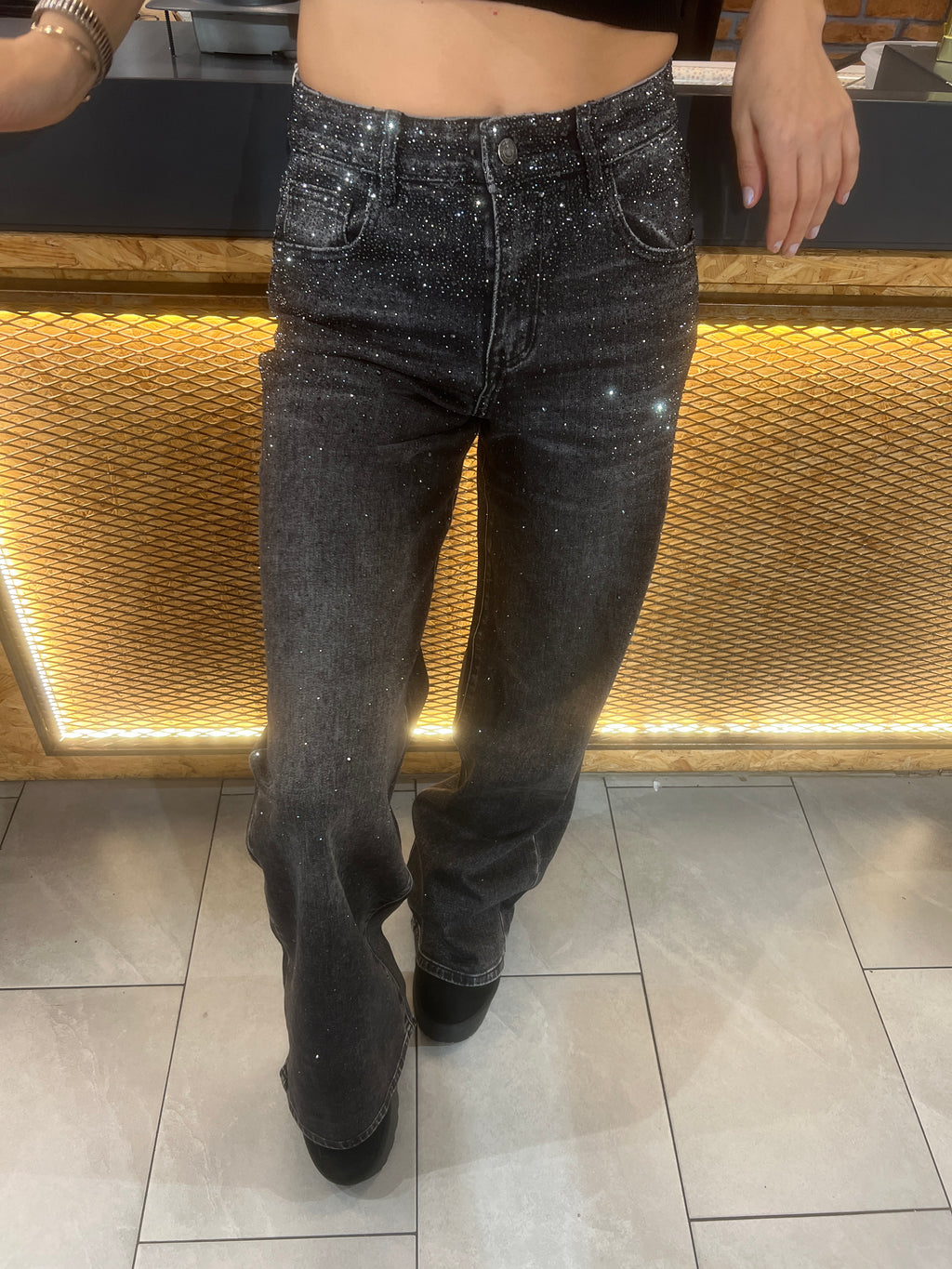 Baggy Style Danity Glitzer Jeans – Wide Leg – Strass Glitter – Sparkly Jeans