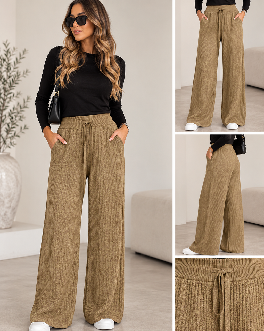 Wide-Leg Strickhose mit Struktur – DANITY