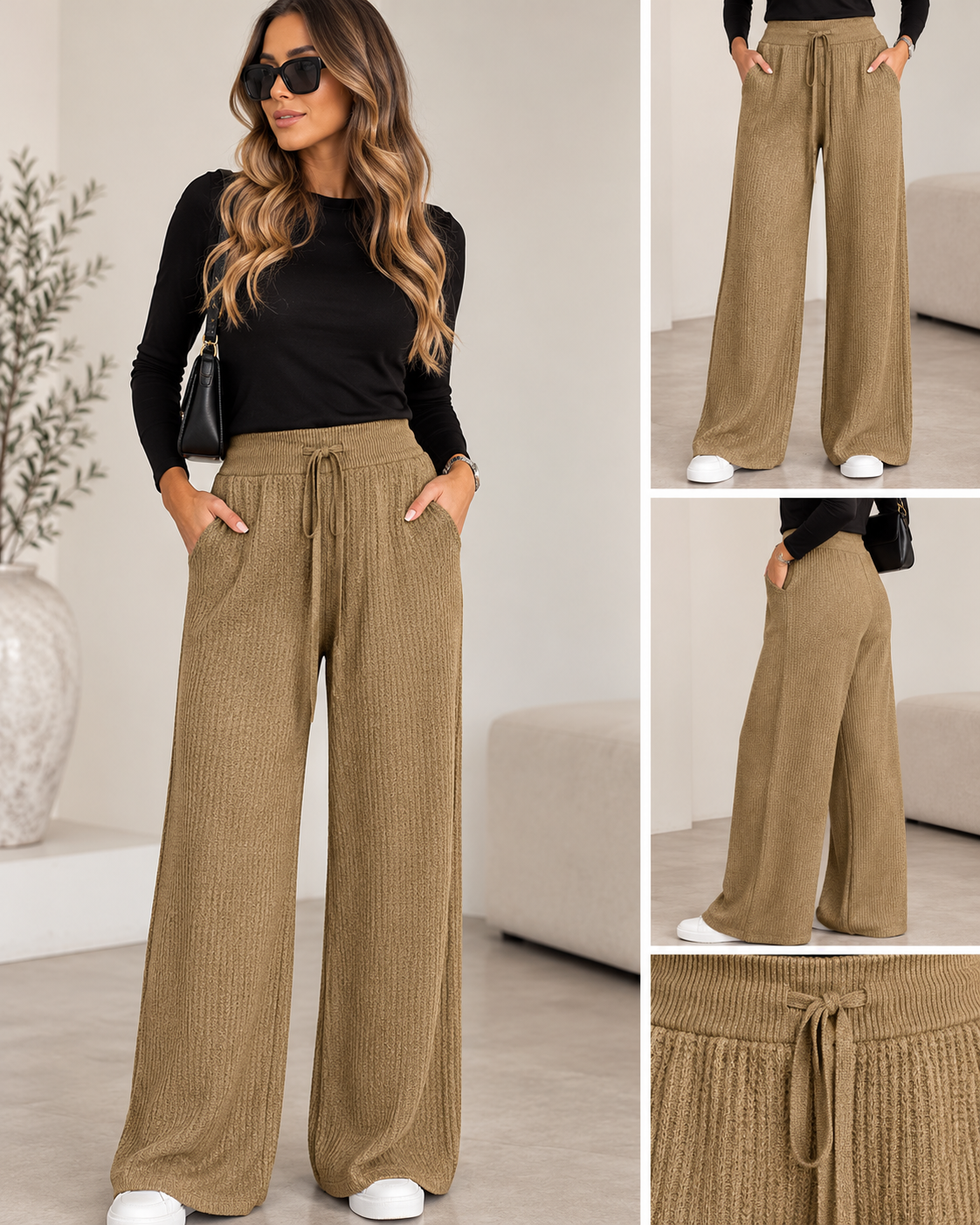 Wide-Leg Strickhose mit Struktur – DANITY