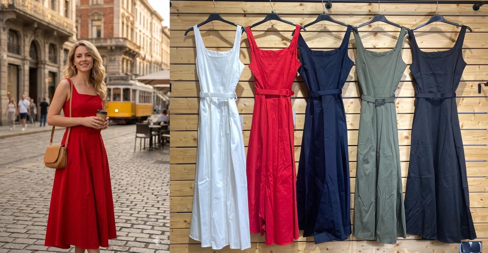Italienisches Midi Kleid Sybill