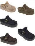 Damen Plateau-Mules mit Warmfutter & Schnalle Cozy Platform