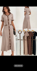 Elegantes Strick-Maxikleid im Tweed-Look mit Leopardendetails