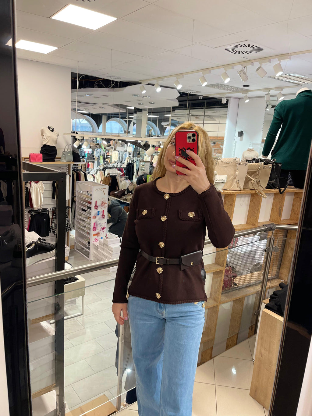 FEINSTRICK JACKE MIT GÜRTEL