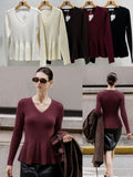 Feinstrick-Pullover mit Schößchen