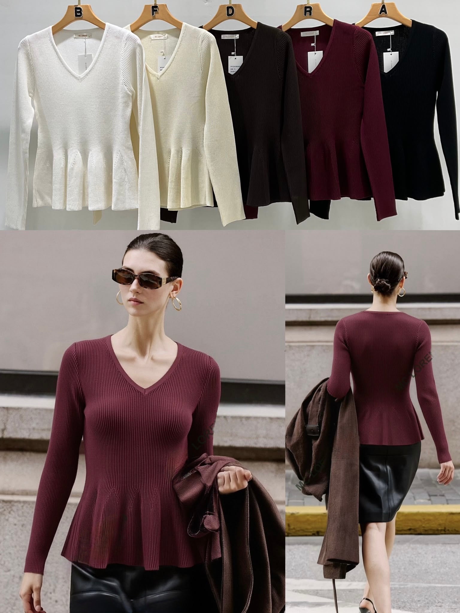 Feinstrick-Pullover mit Schößchen
