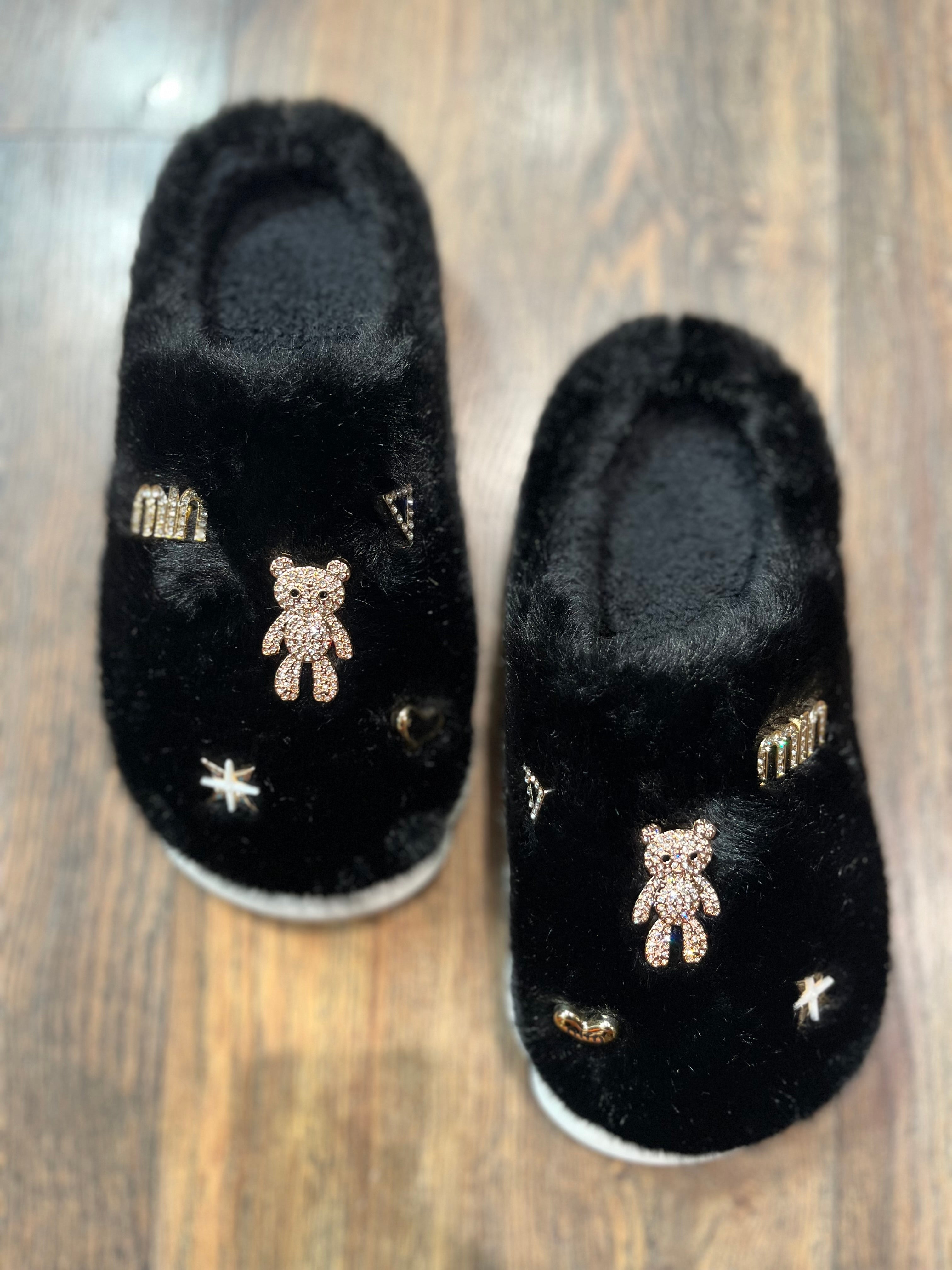 TEDDY GLAM SLIPPERS SCHWARZ