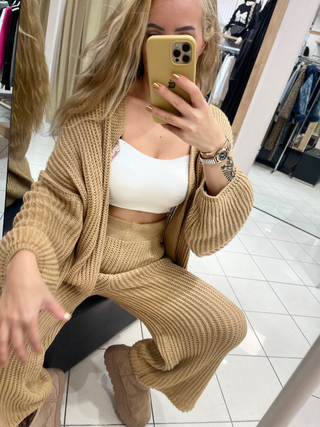 STRICK-ZWEITEILER IN CAMEL