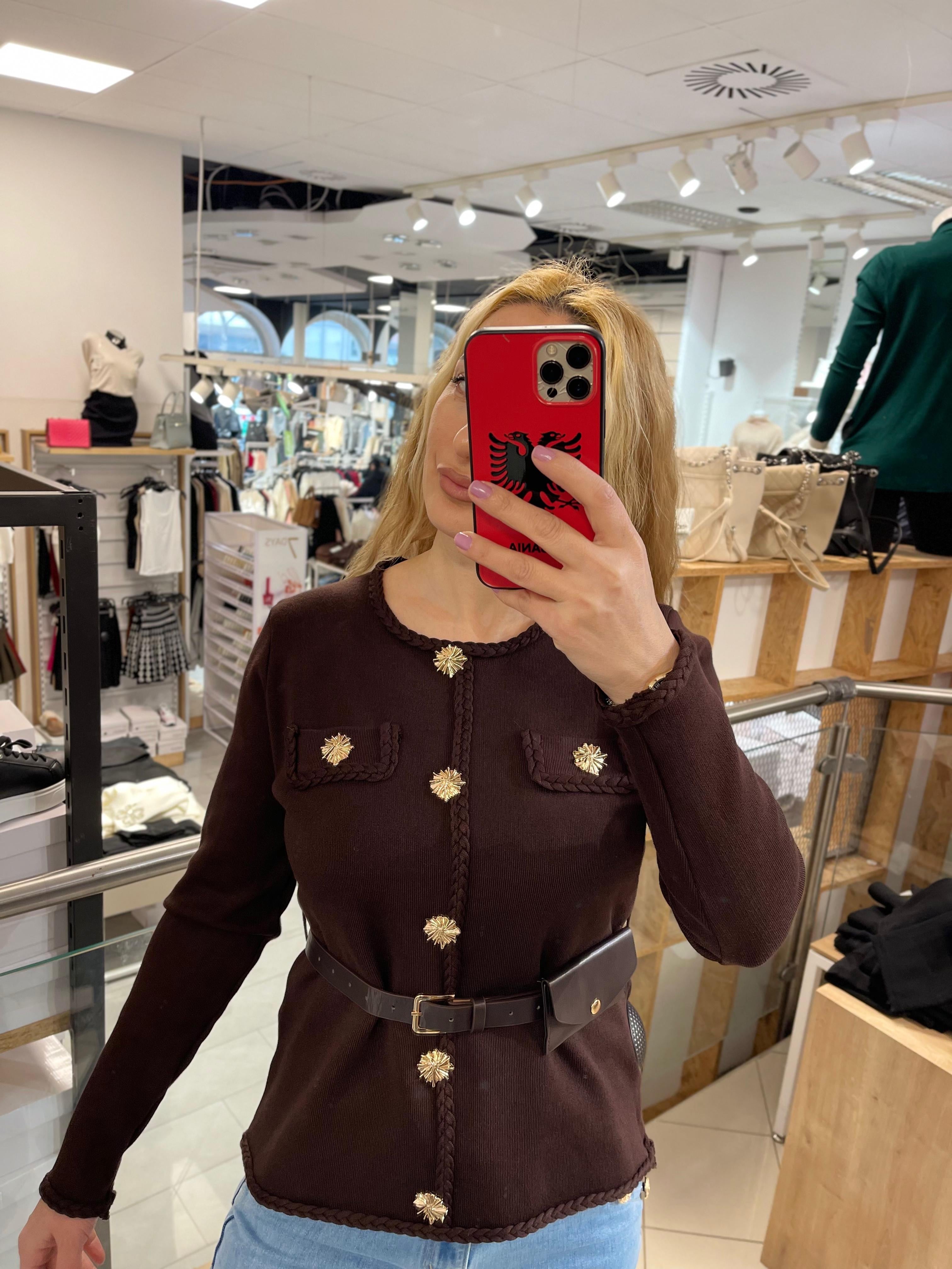 FEINSTRICK JACKE MIT GÜRTEL