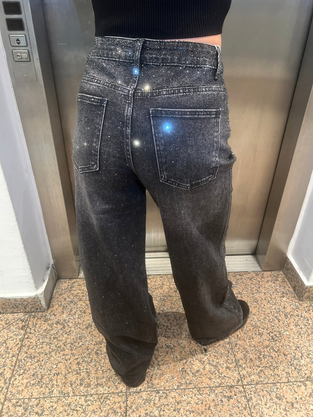 Baggy Style Danity Glitzer Jeans – Wide Leg – Strass Glitter – Sparkly Jeans