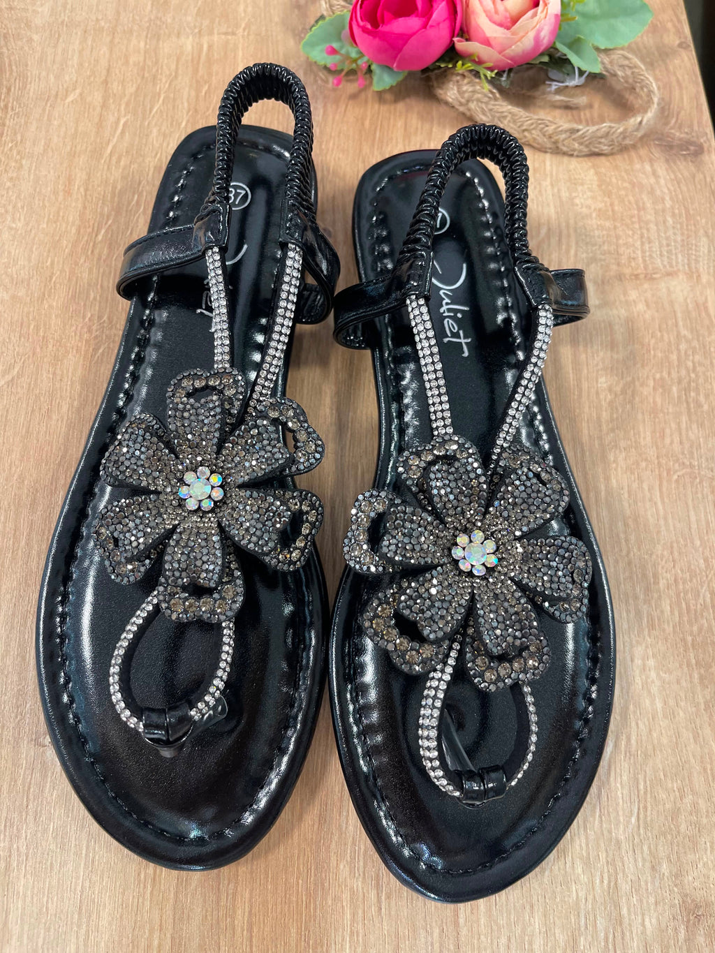 Glitzer Blumen Sandalen