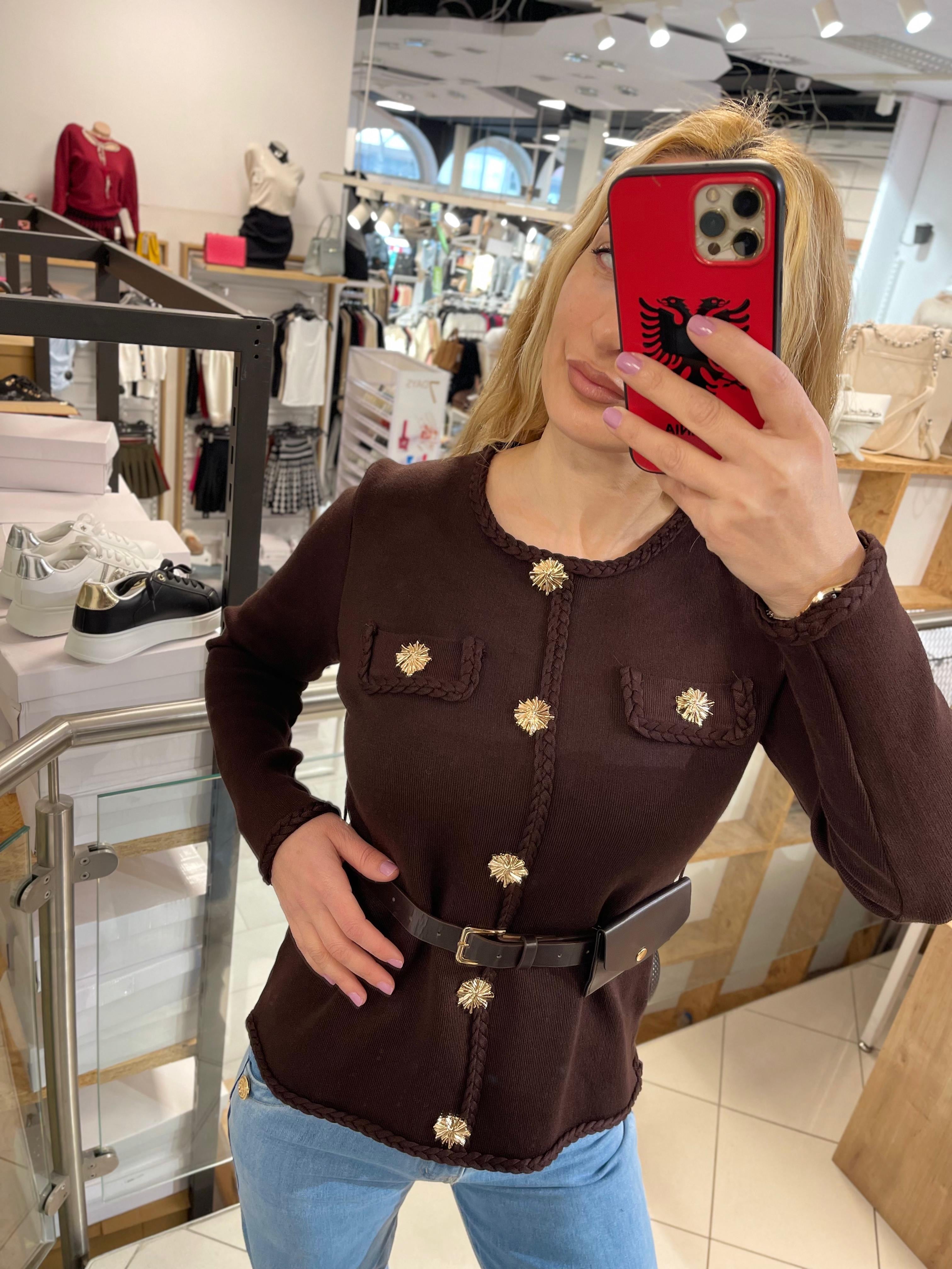 FEINSTRICK JACKE MIT GÜRTEL