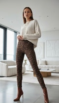 VELOURS LEGGINGS IM LEO-MUSTER – BRAUN