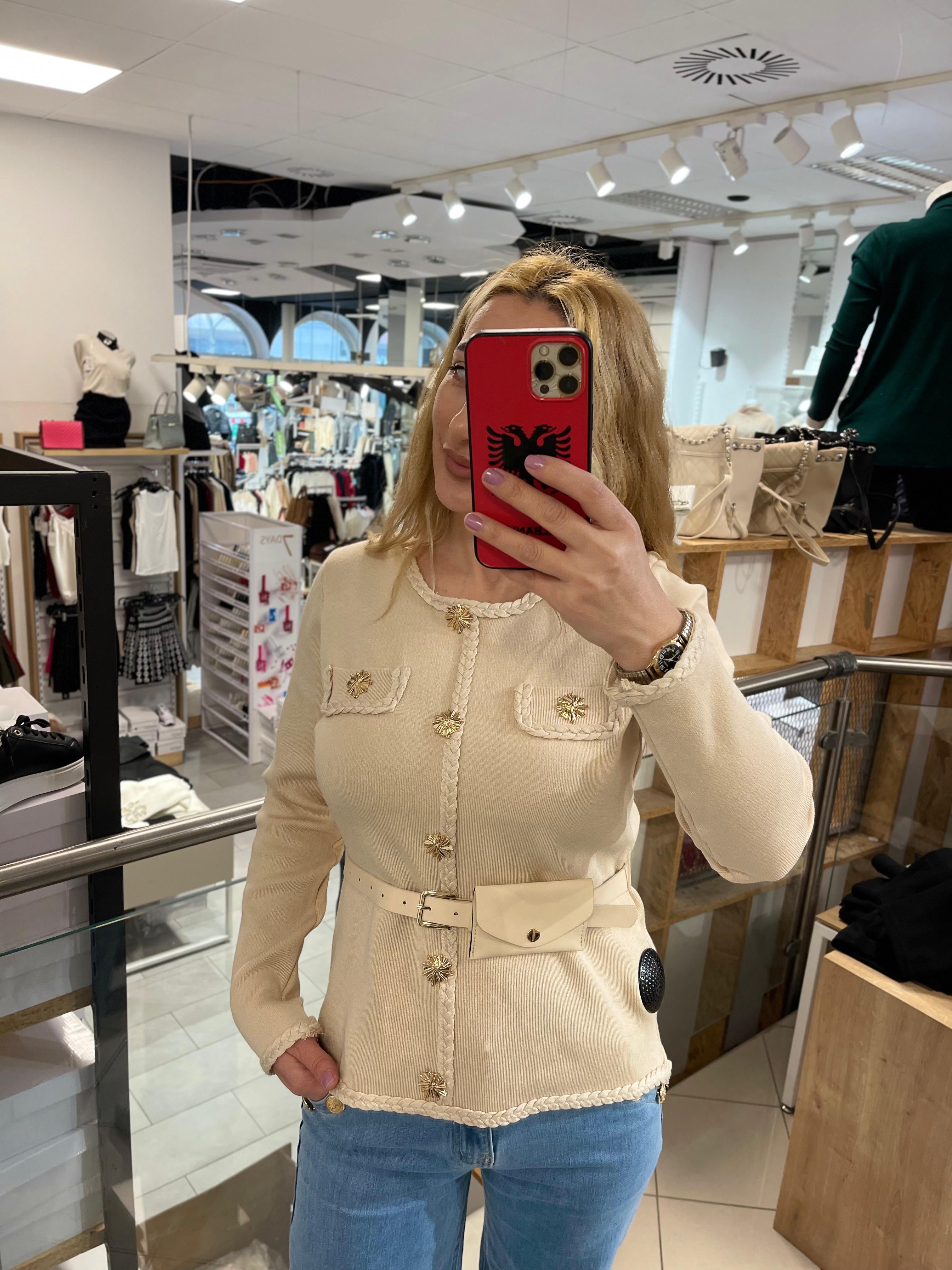 FEINSTRICK JACKE MIT GÜRTEL