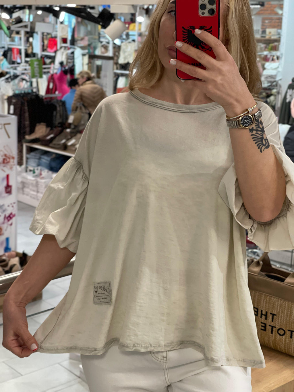 Volante Ärmeln Shirt Manja