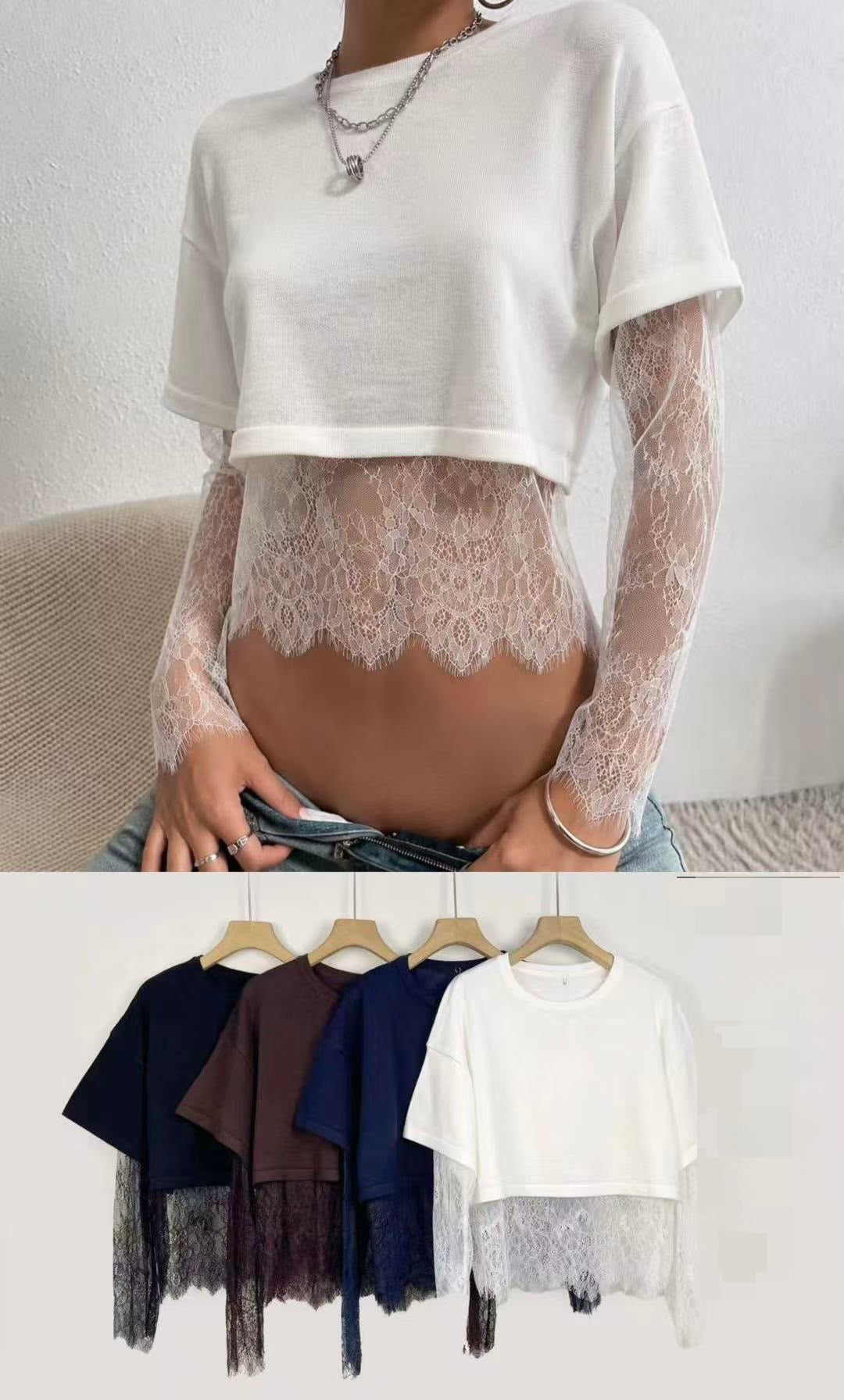 Pullover mit spitze