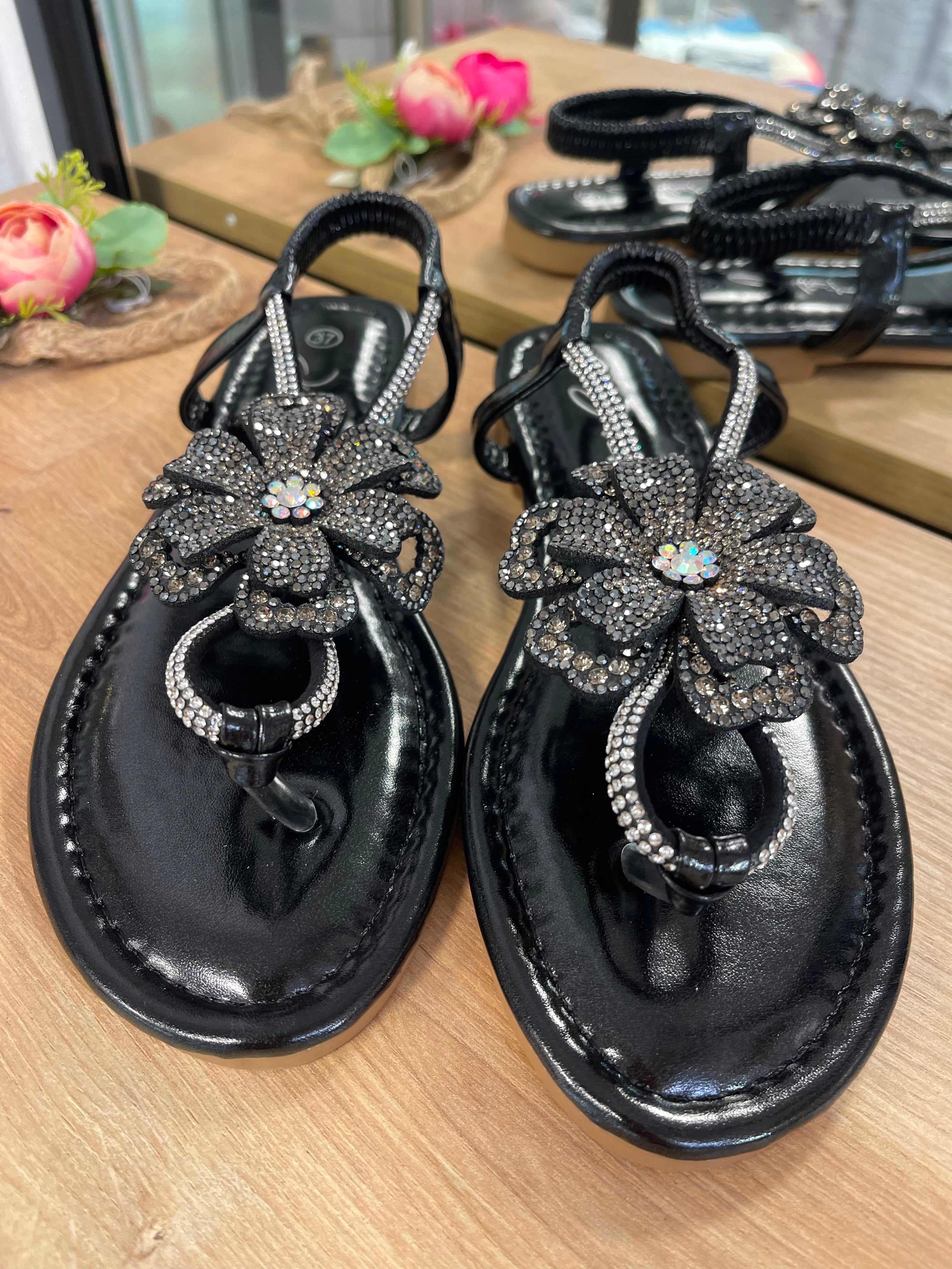 Glitzer Blumen Sandalen