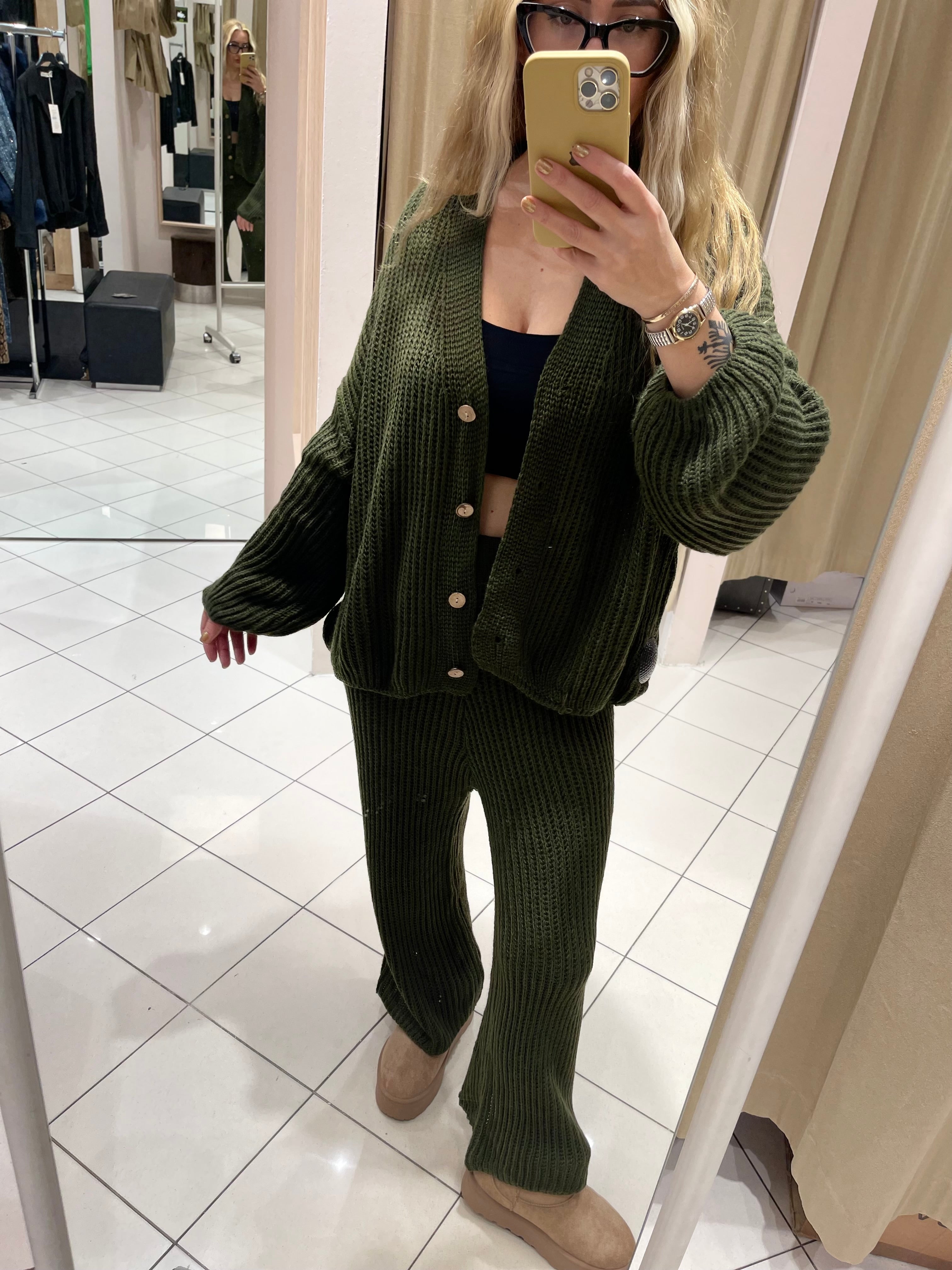 STRICK-ZWEITEILER IN Khaki