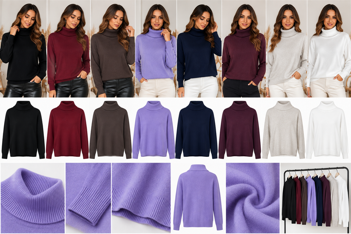 Rollkragenpullover in Feinstrick