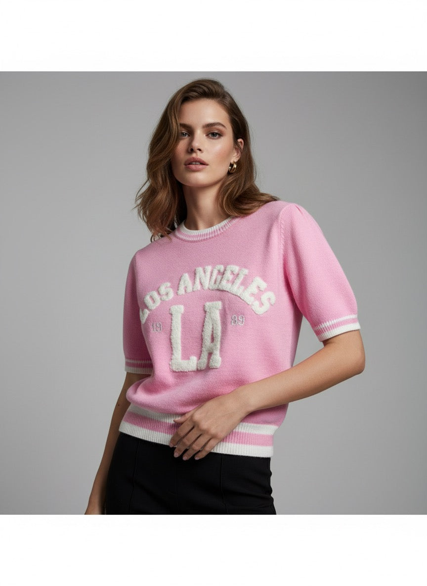 HALBARMPULLI ROSA AUS FEINSTRICK