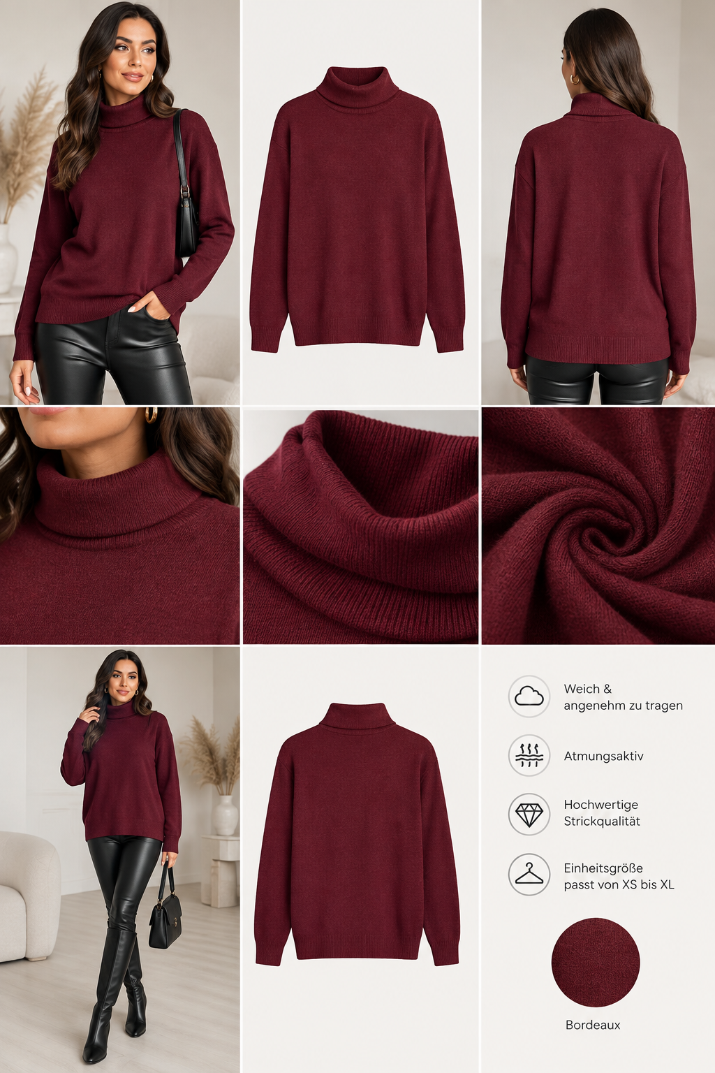 Rollkragenpullover in Feinstrick