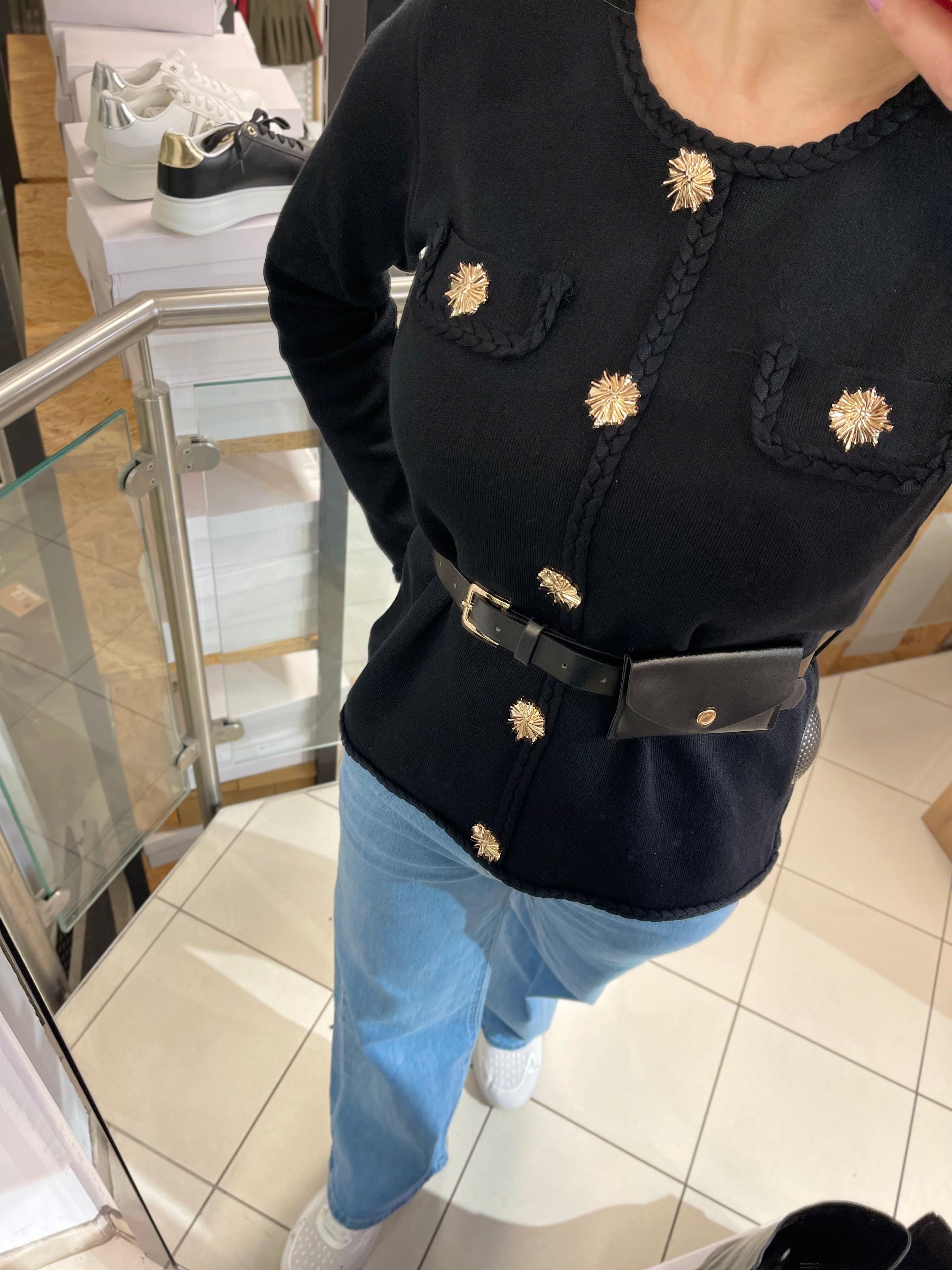 FEINSTRICK JACKE MIT GÜRTEL