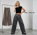High-Waist Kunstlederhose Elegance Wide Leg