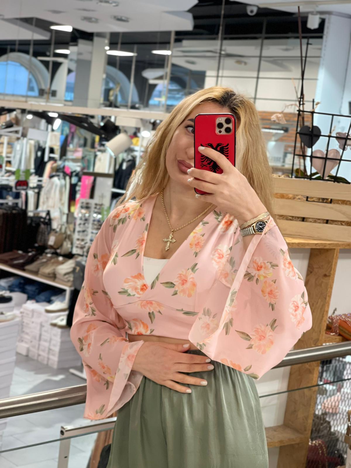 Boho-Style Bell-Sleeve Top (Floral)