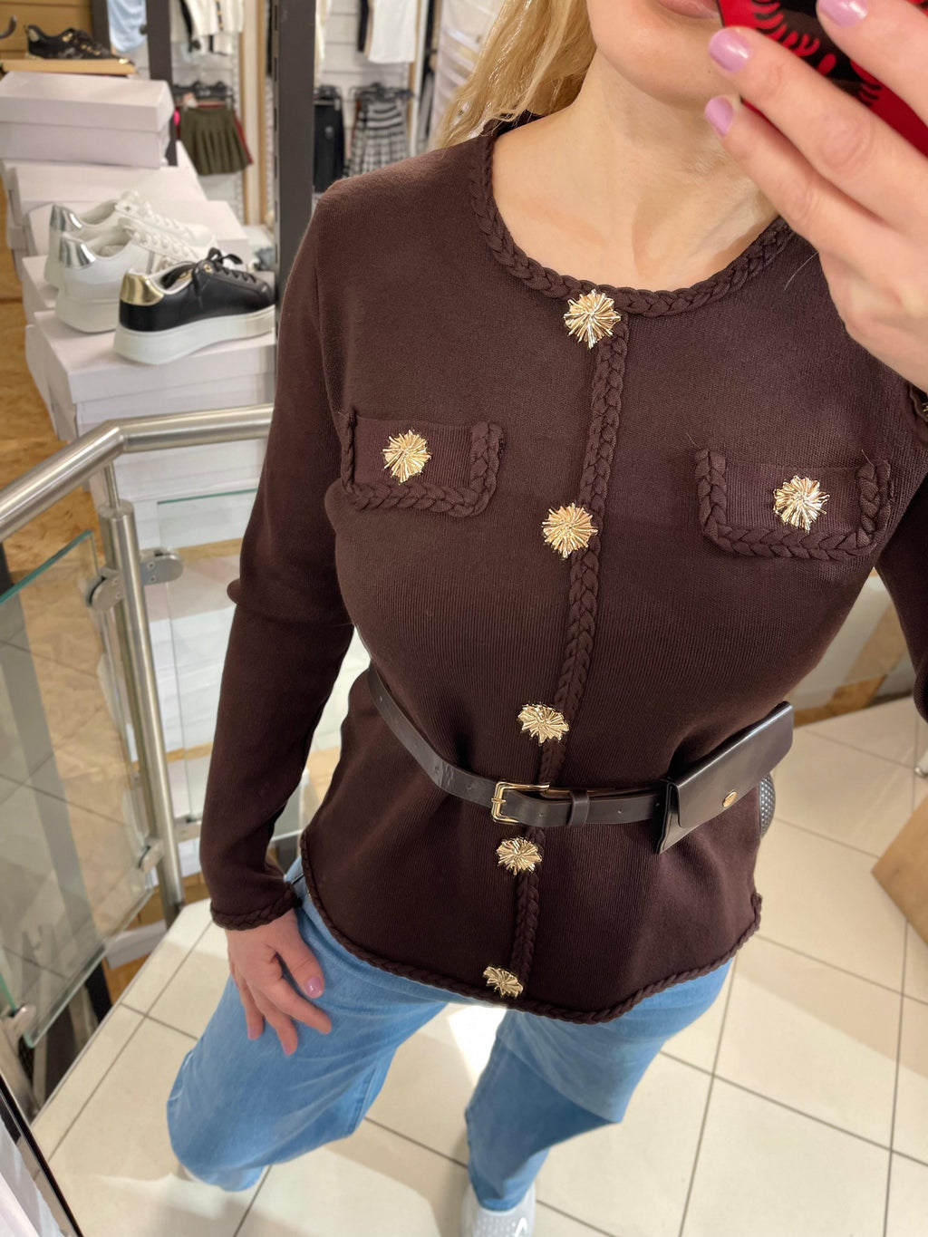 FEINSTRICK JACKE MIT GÜRTEL