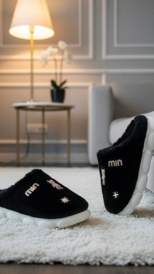 TEDDY GLAM SLIPPERS SCHWARZ