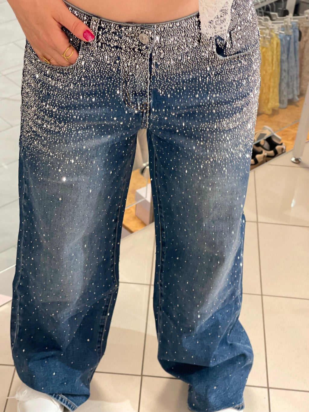 Baggy Style Danity Glitzer Jeans – Wide Leg – Strass Glitter – Sparkly Jeans The Orginal
