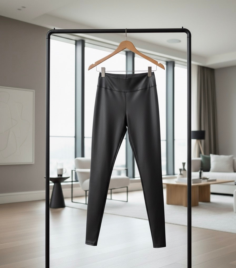LEDEROPTIK LEGGINGS  – SCHWARZ