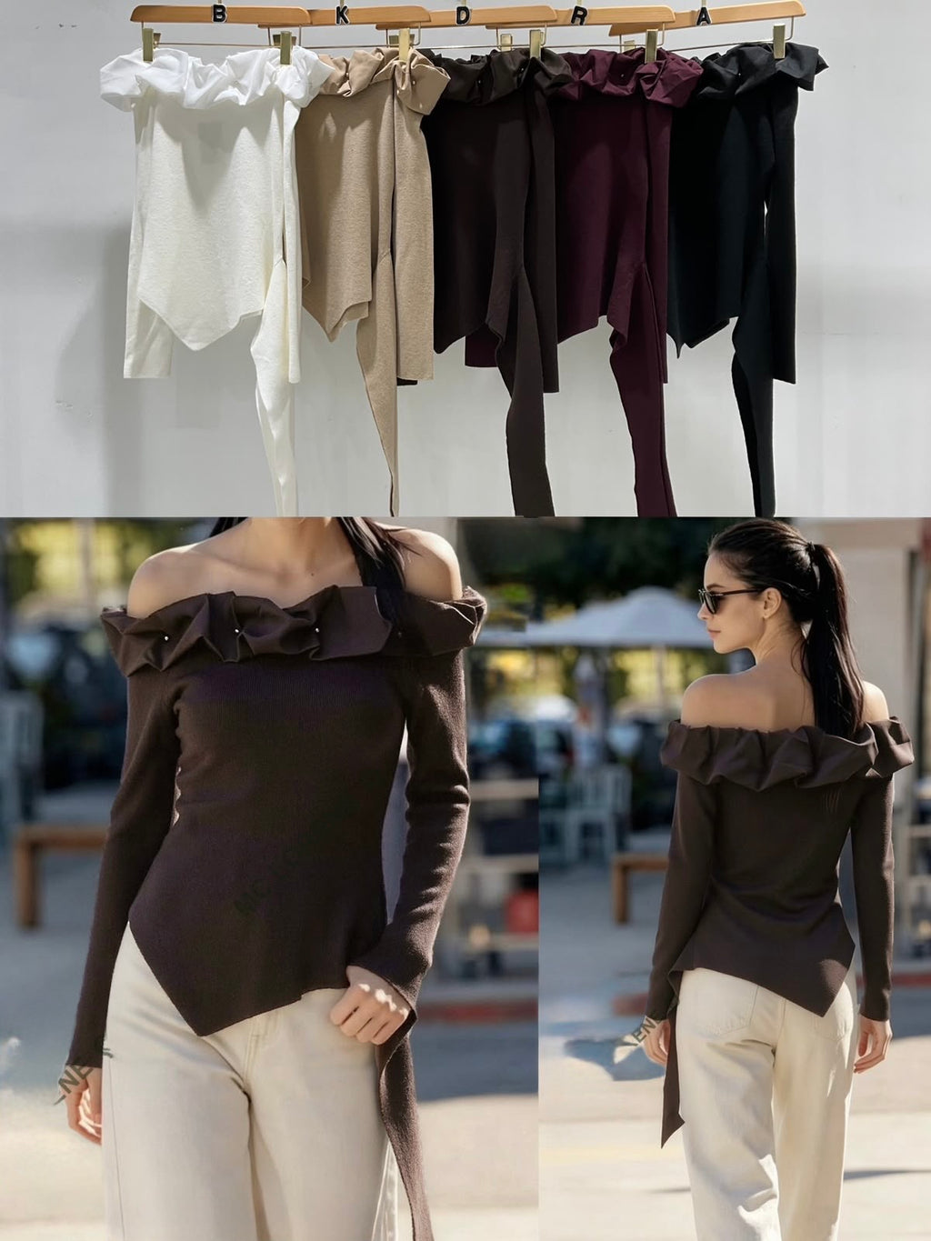 Off-Shoulder Rippstrick-Top