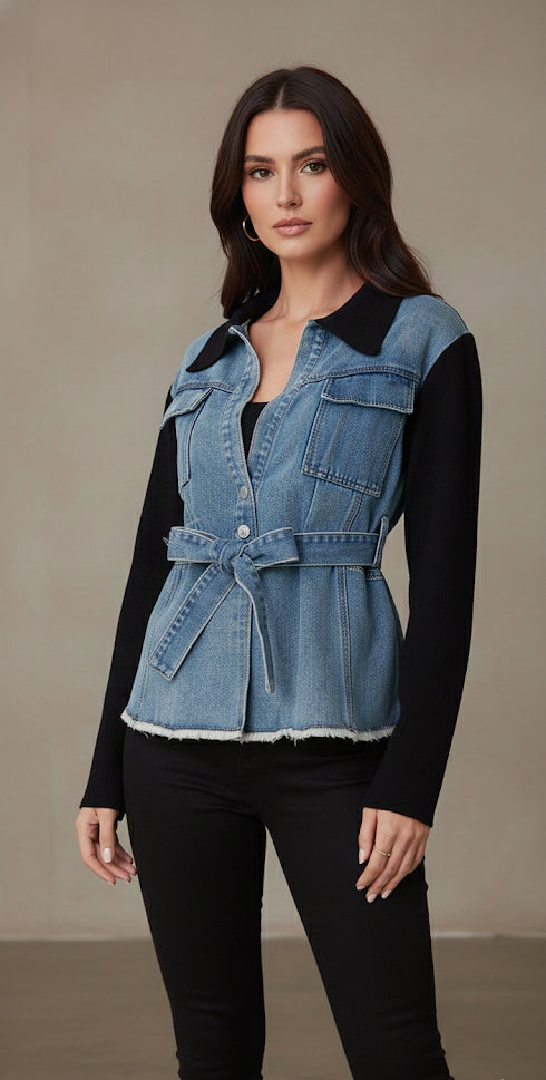 JEANS STRICKJACKE MIA