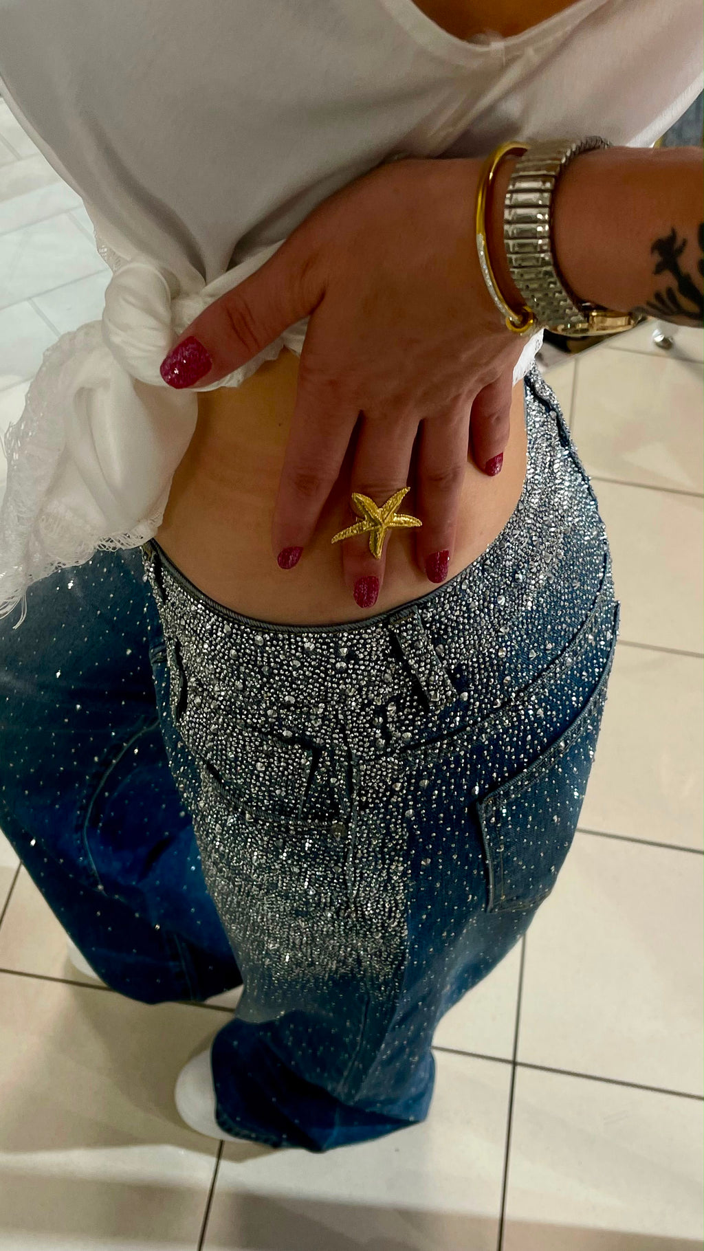 Baggy Style Danity Glitzer Jeans – Wide Leg – Strass Glitter – Sparkly Jeans The Orginal