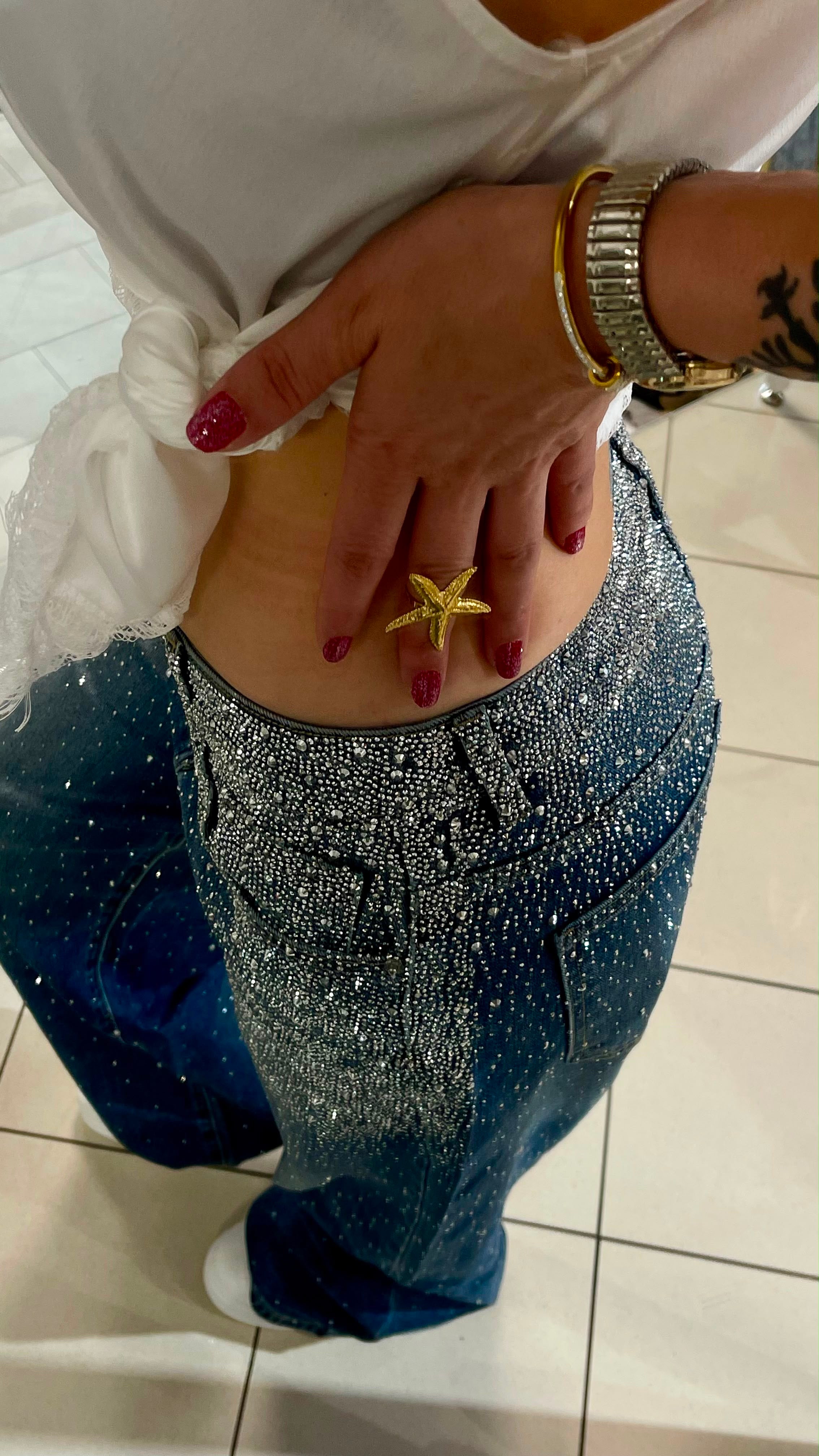 Baggy Style Danity Glitzer Jeans – Wide Leg – Strass Glitter – Sparkly Jeans The Orginal