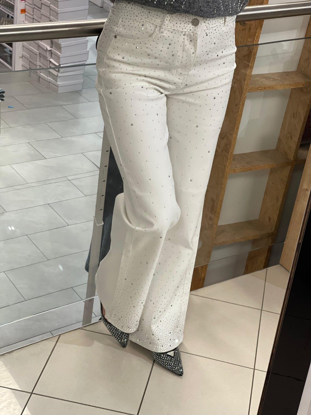 Jeans Lilie mit strass Weiss