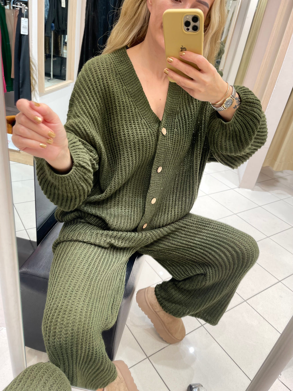 STRICK-ZWEITEILER IN Khaki